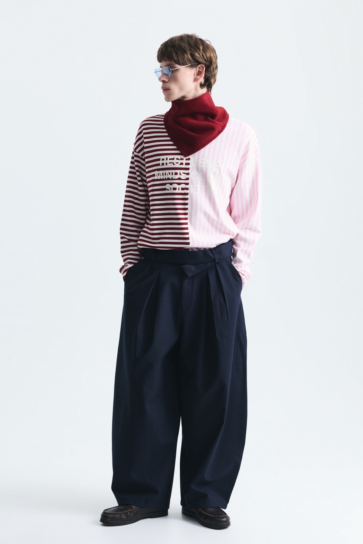 Two-Tone Striped Sweatshirt