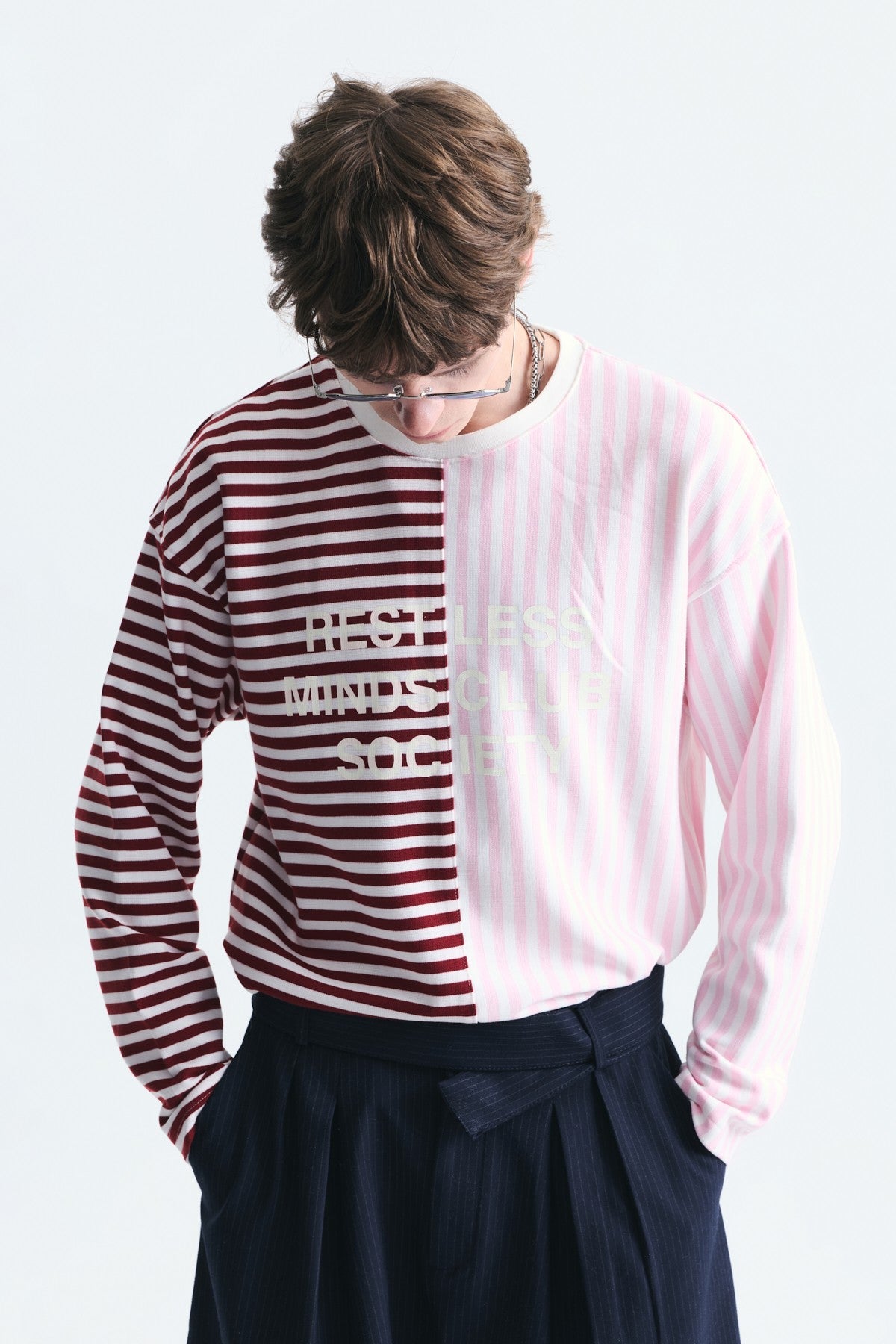 Two-Tone Striped Sweatshirt