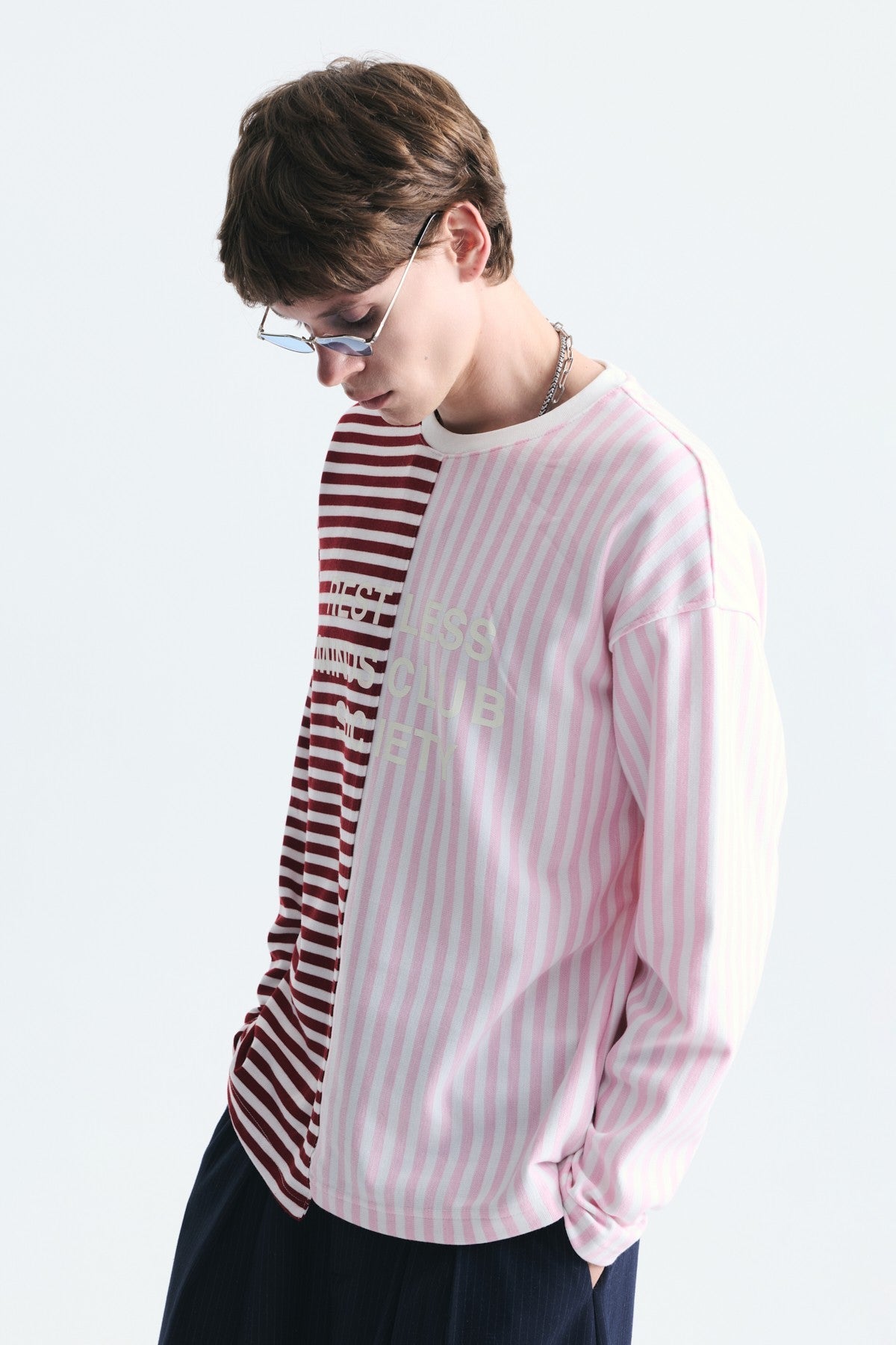 Two-Tone Striped Sweatshirt