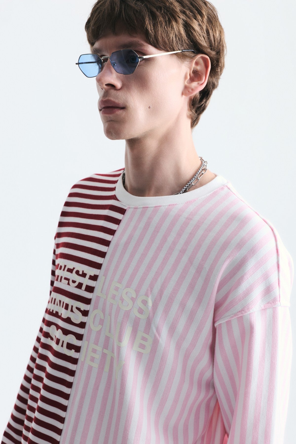 Two-Tone Striped Sweatshirt