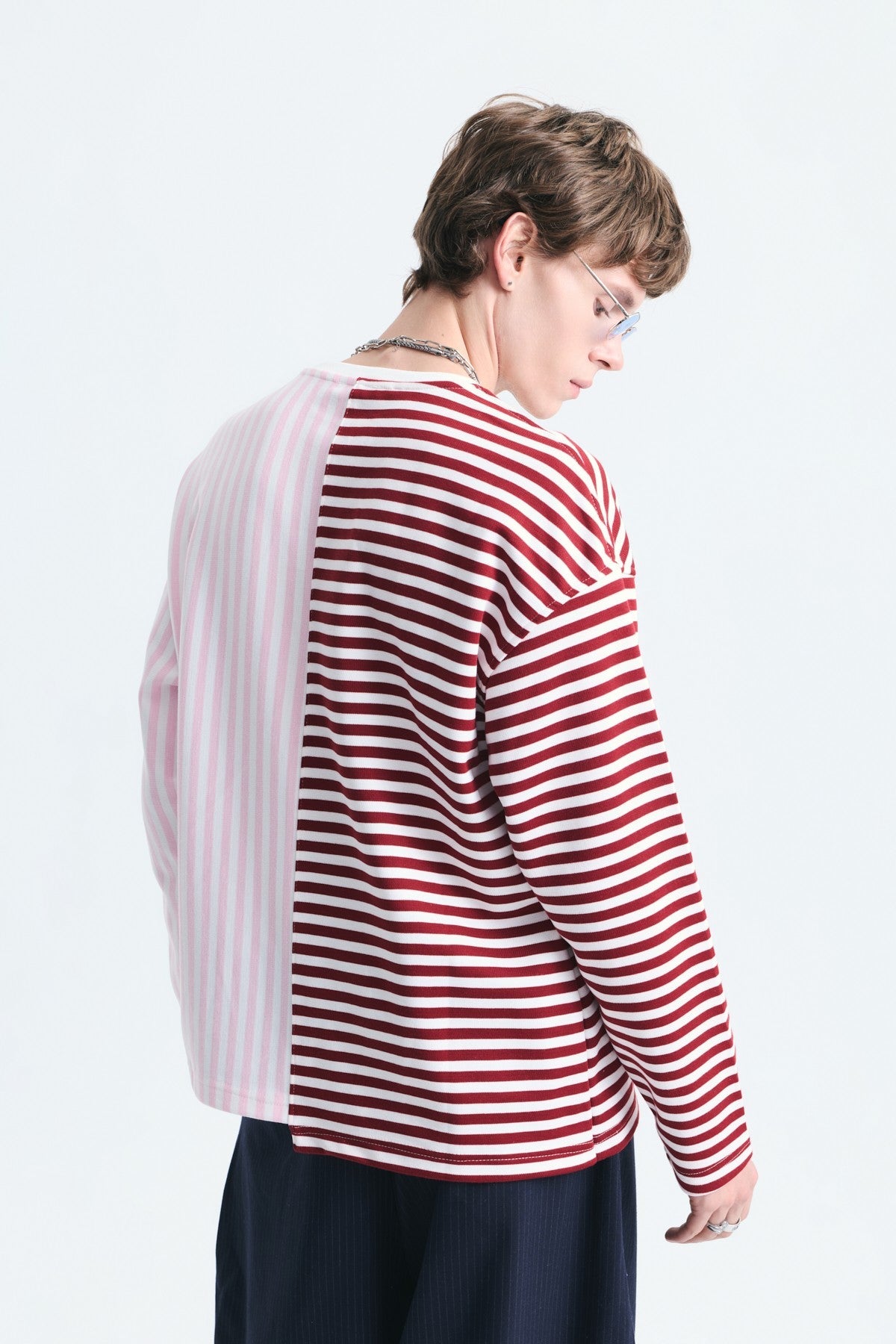 Two-Tone Striped Sweatshirt