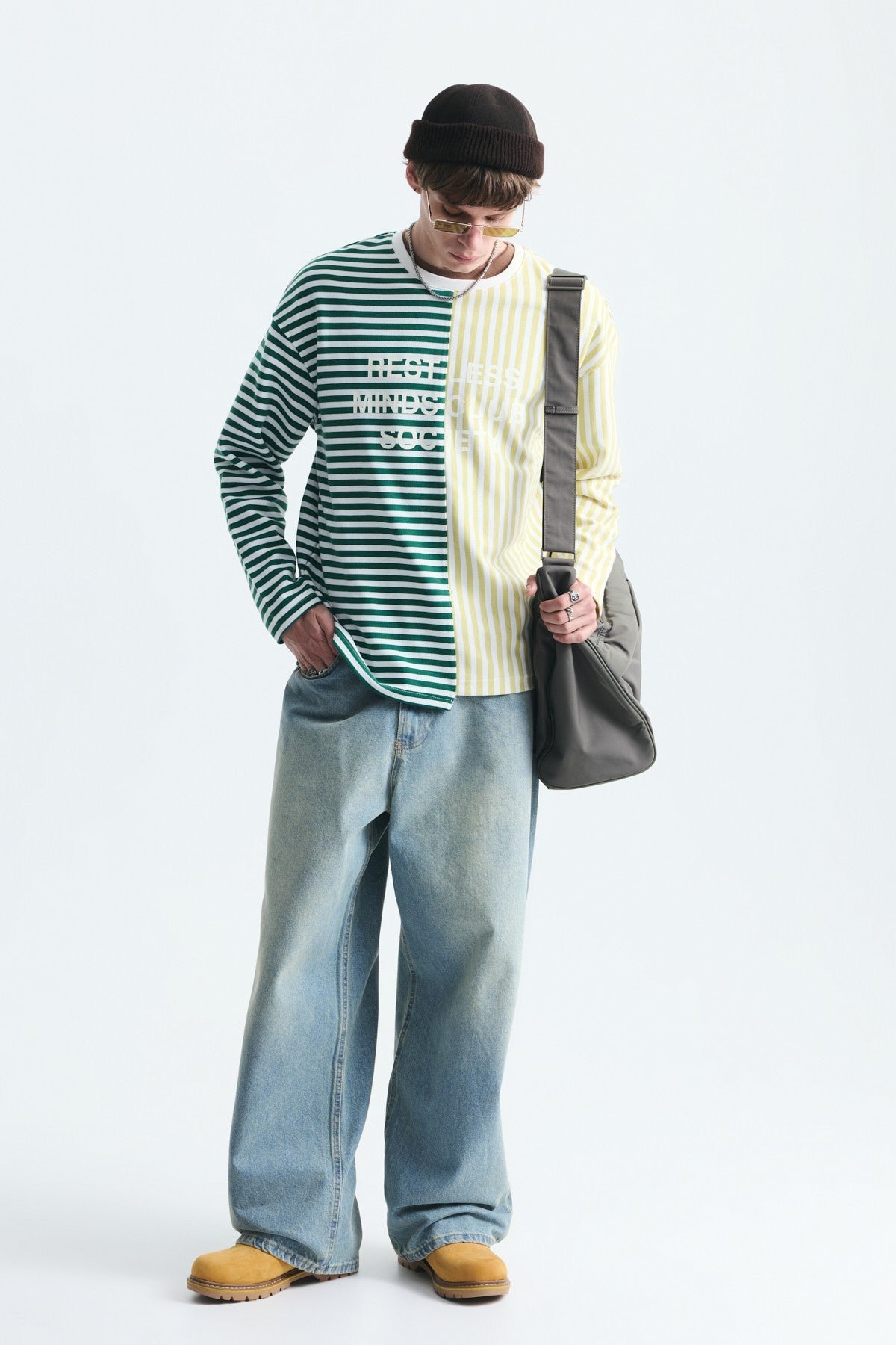 Two-Tone Striped Sweatshirt