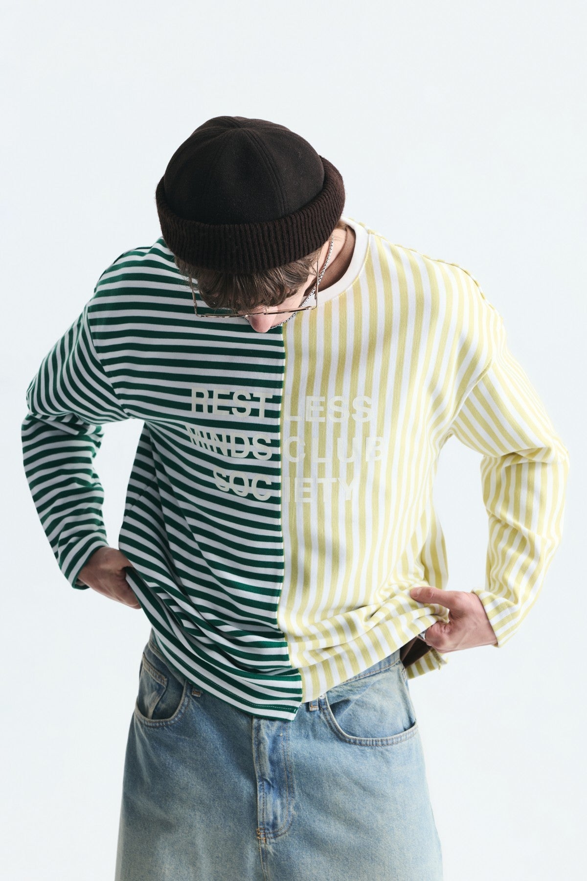 Two-Tone Striped Sweatshirt
