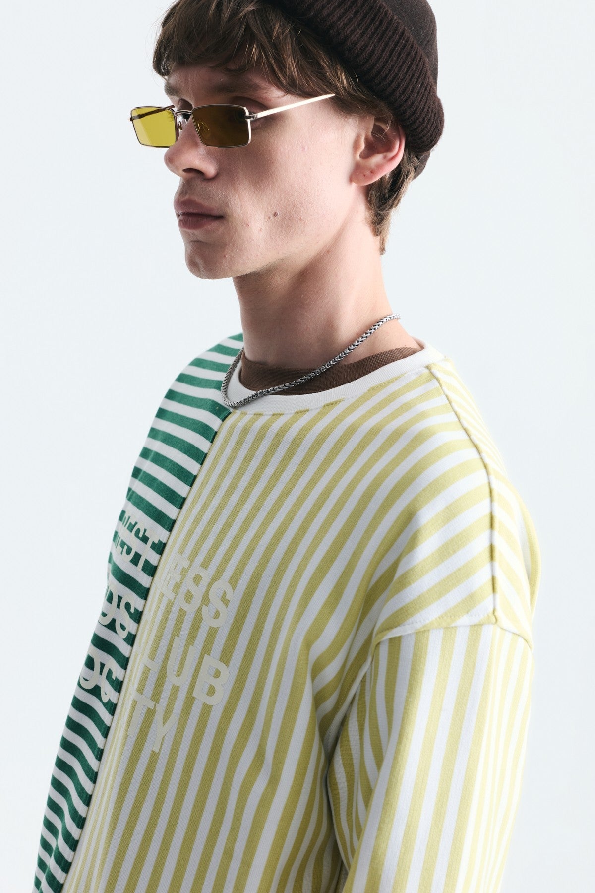 Two-Tone Striped Sweatshirt