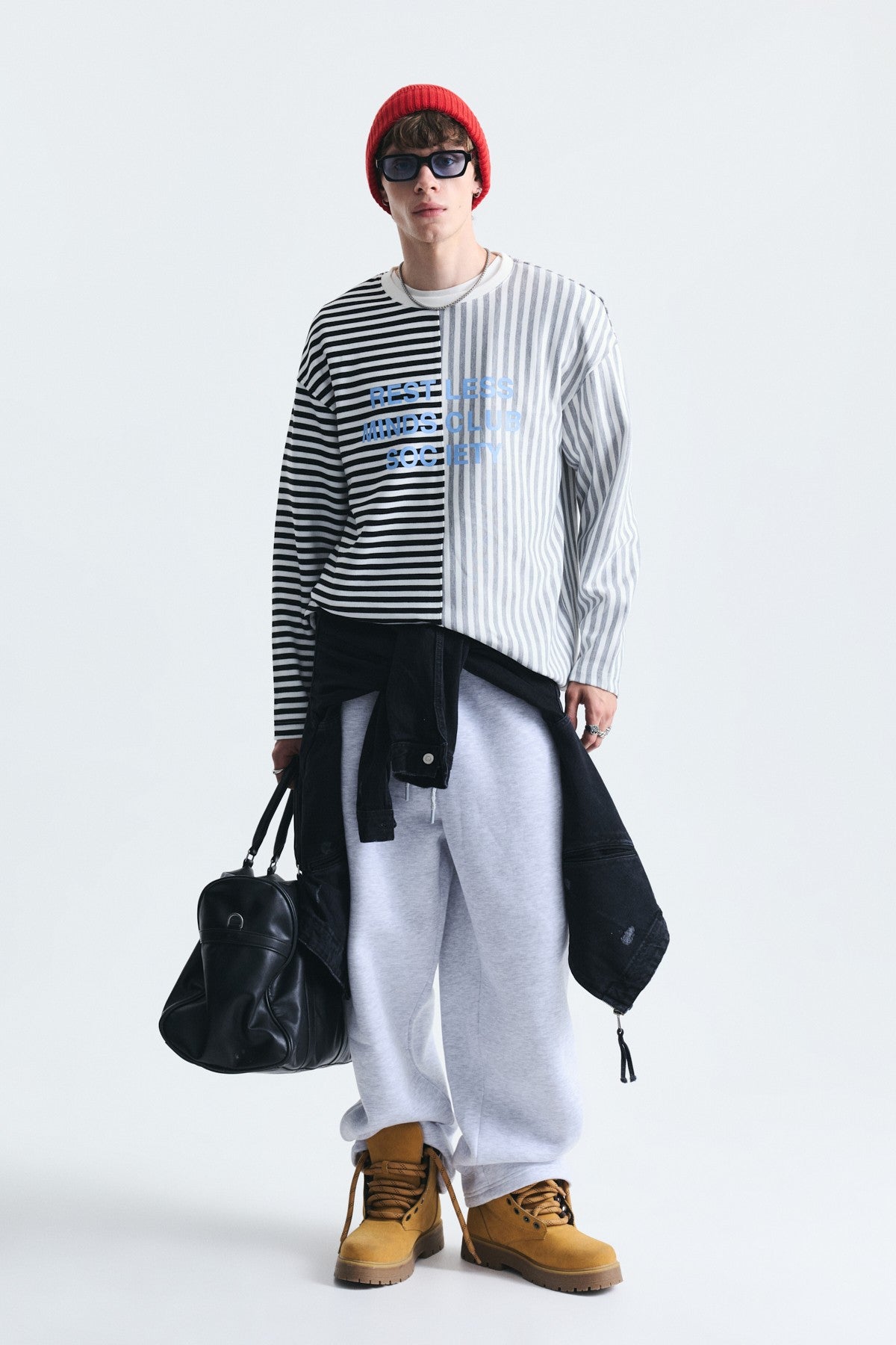 Two-Tone Striped Sweatshirt