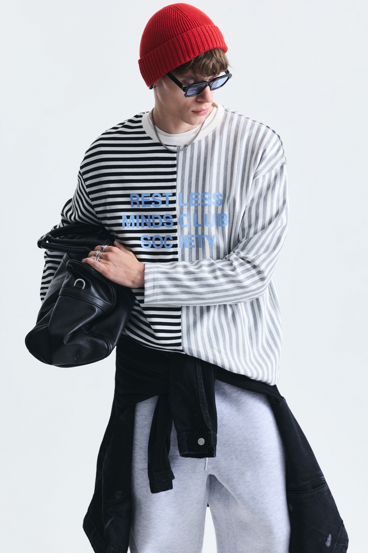 Two-Tone Striped Sweatshirt
