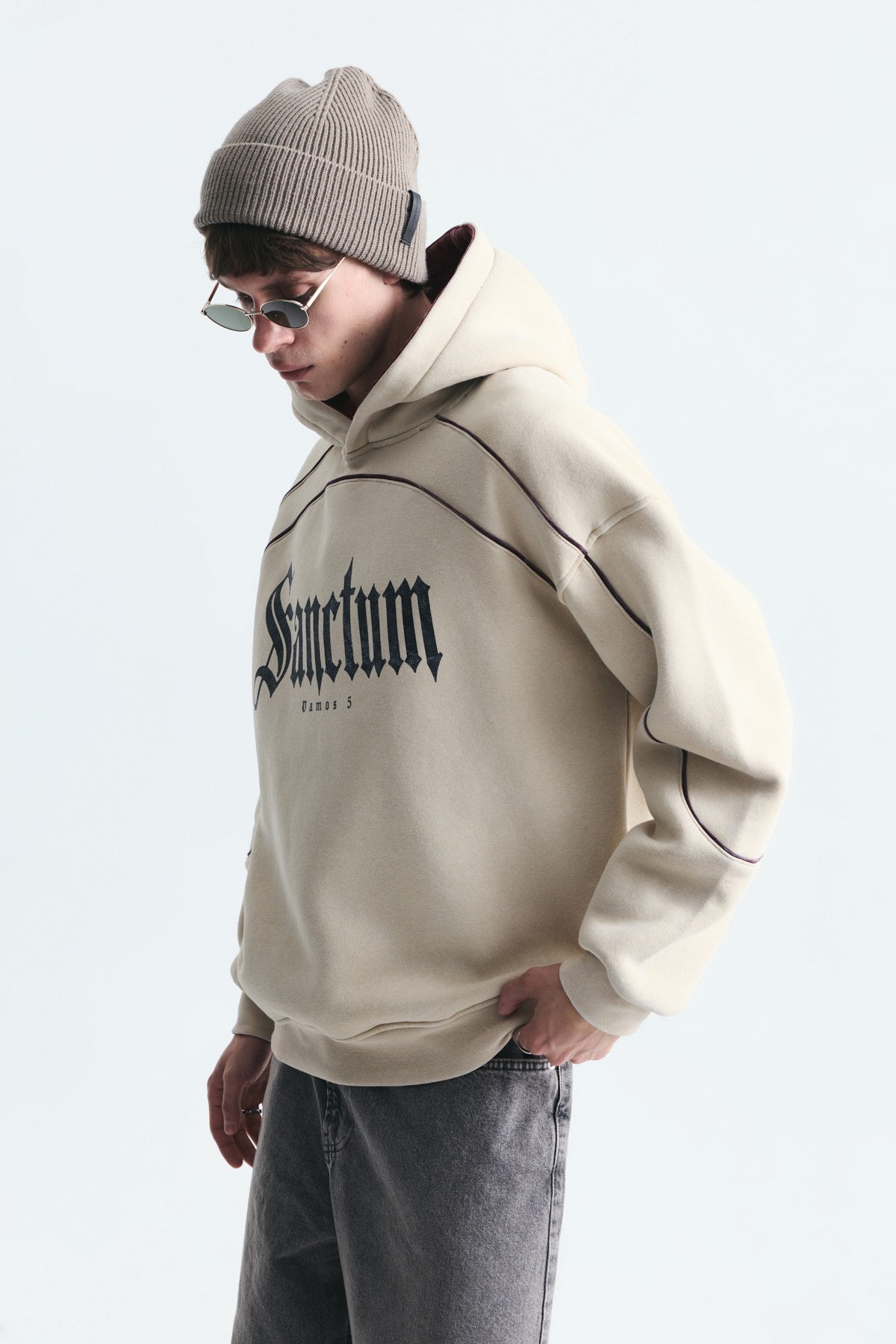 Boxy Fit Printed Hooded Sweatshirt