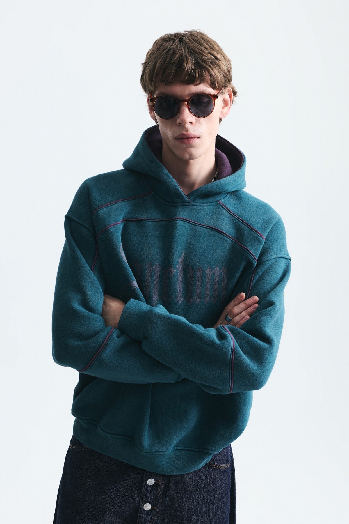 Boxy Fit Printed Hooded Sweatshirt
