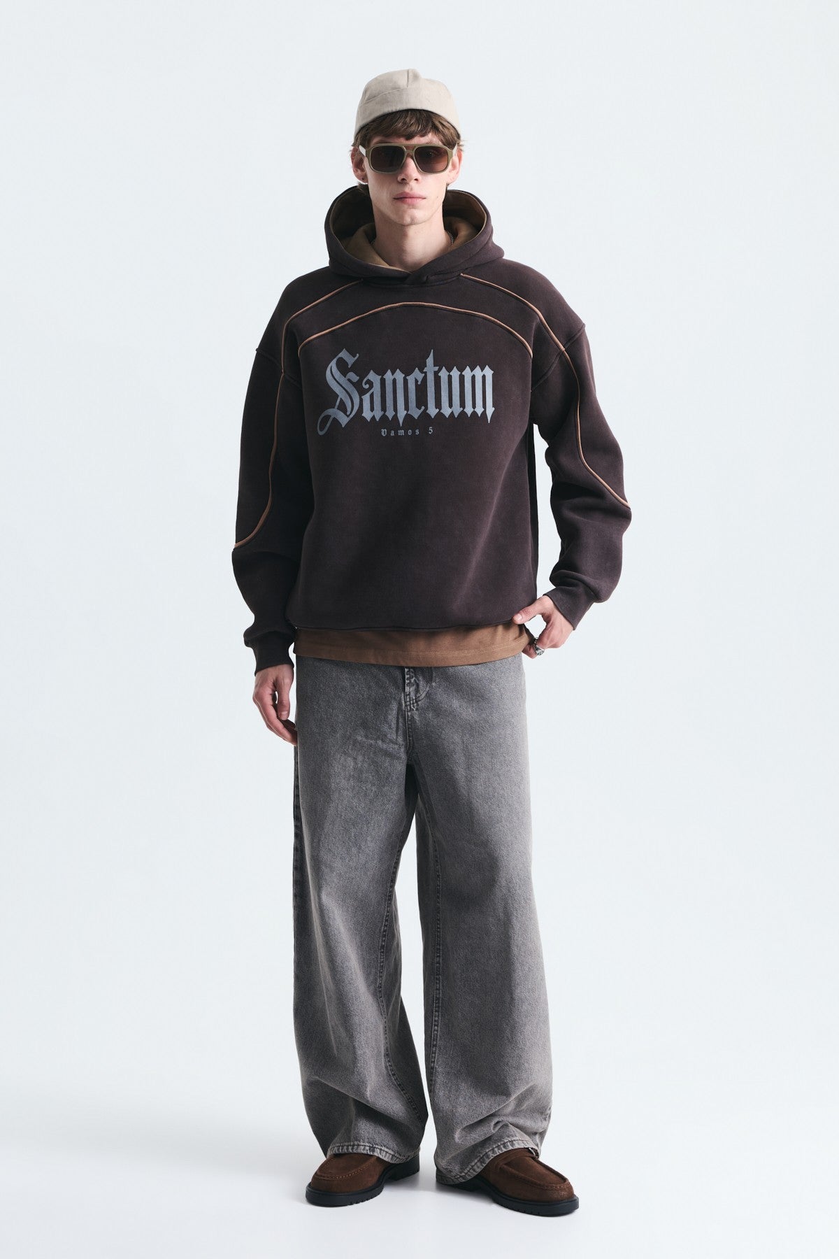 Boxy Fit Printed Hooded Sweatshirt