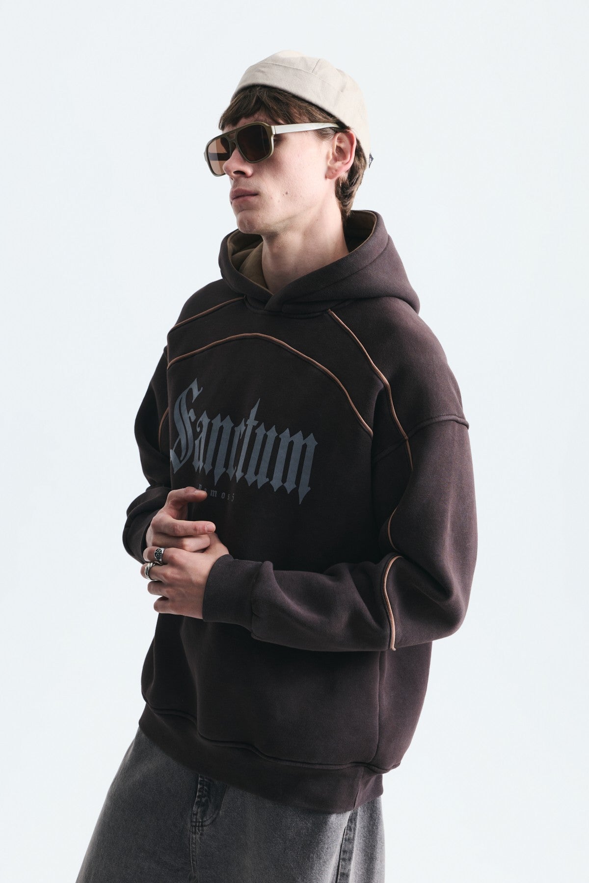 Boxy Fit Printed Hooded Sweatshirt