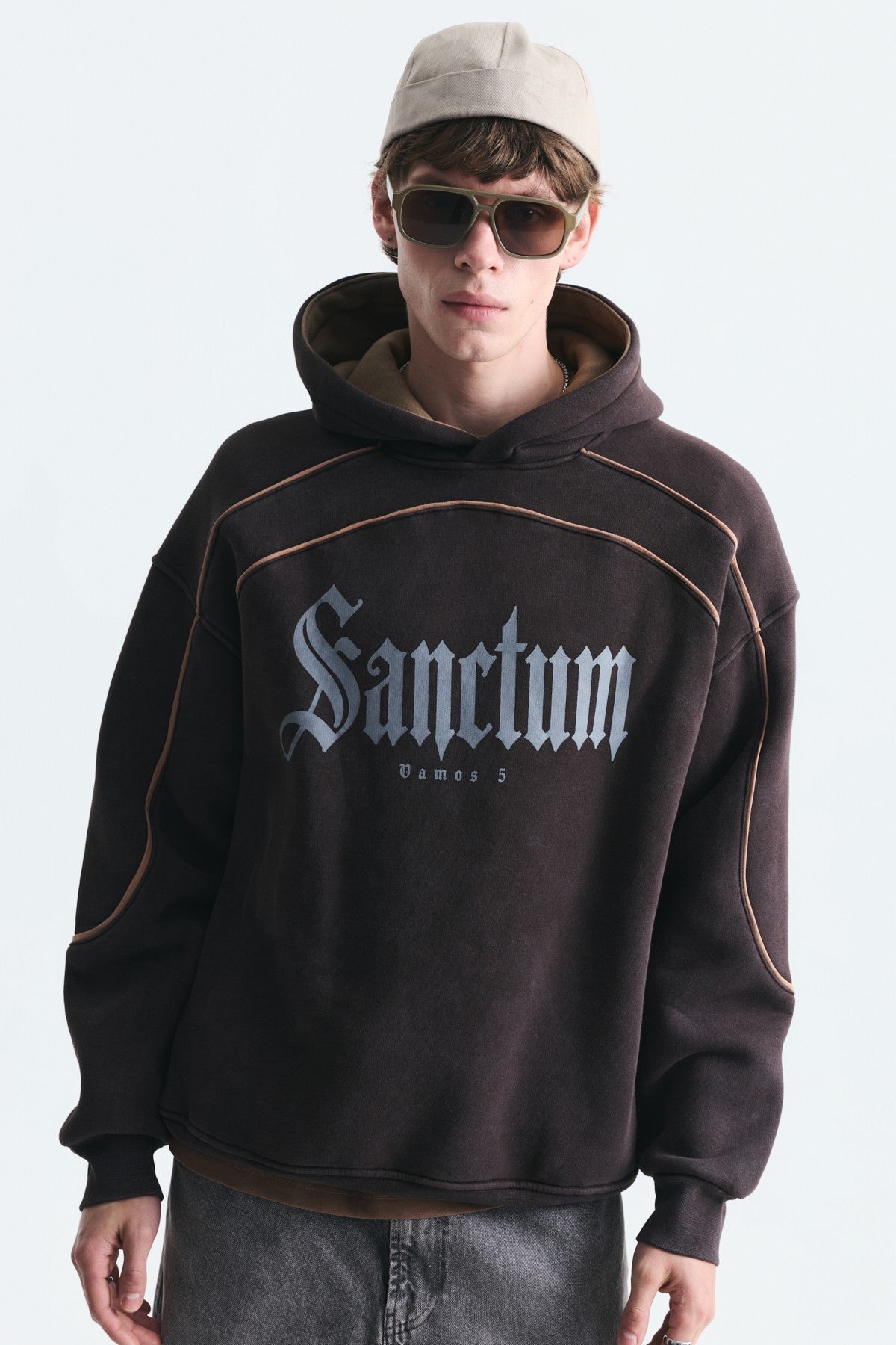 Boxy Fit Printed Hooded Sweatshirt