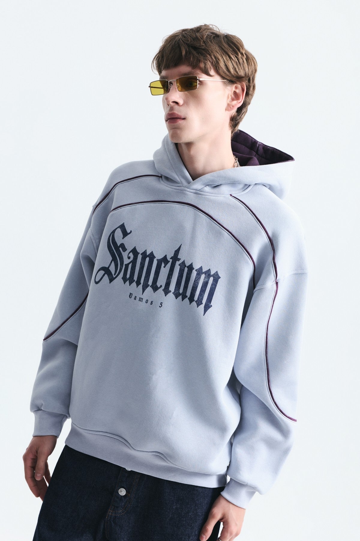 Boxy Fit Printed Hooded Sweatshirt
