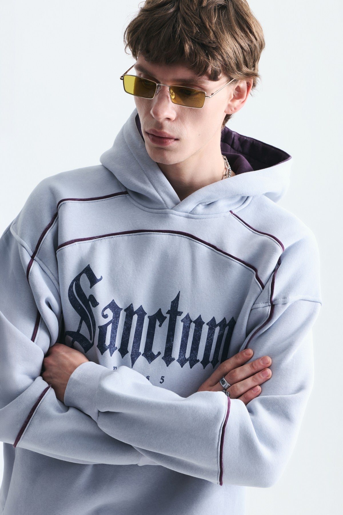 Boxy Fit Printed Hooded Sweatshirt