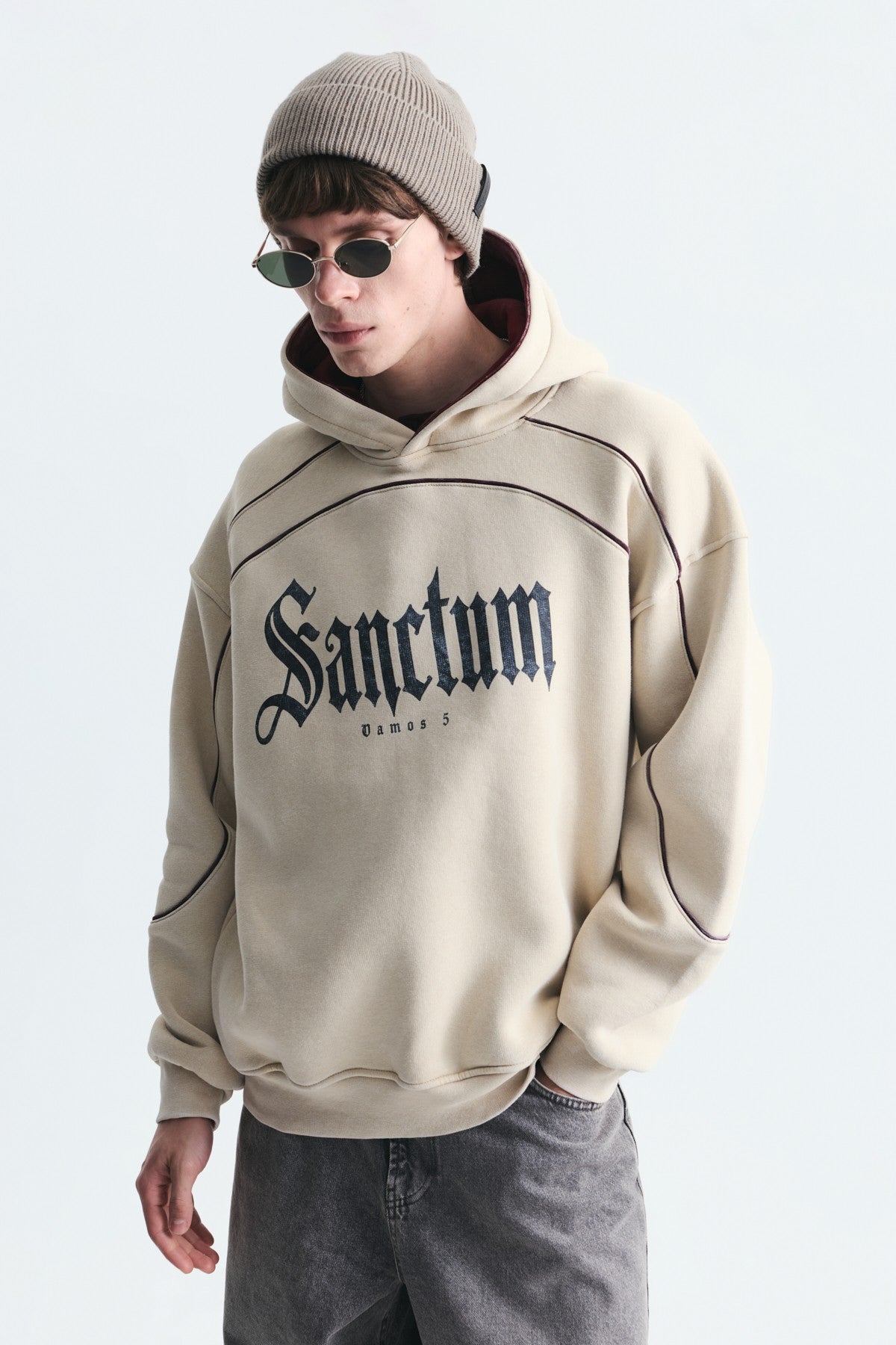 Boxy Fit Printed Hooded Sweatshirt