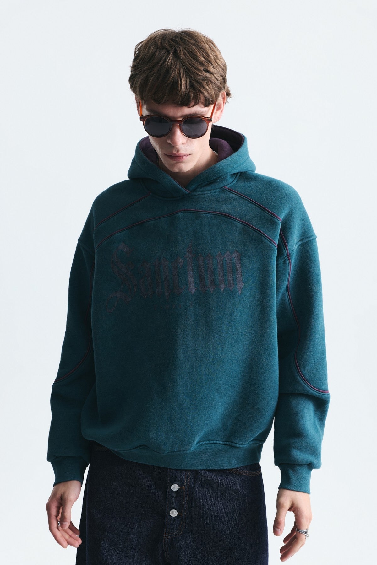 Boxy Fit Printed Hooded Sweatshirt