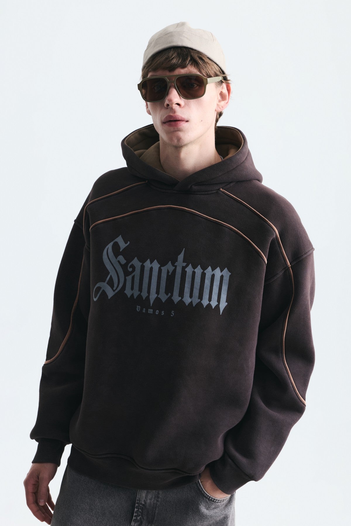 Boxy Fit Printed Hooded Sweatshirt