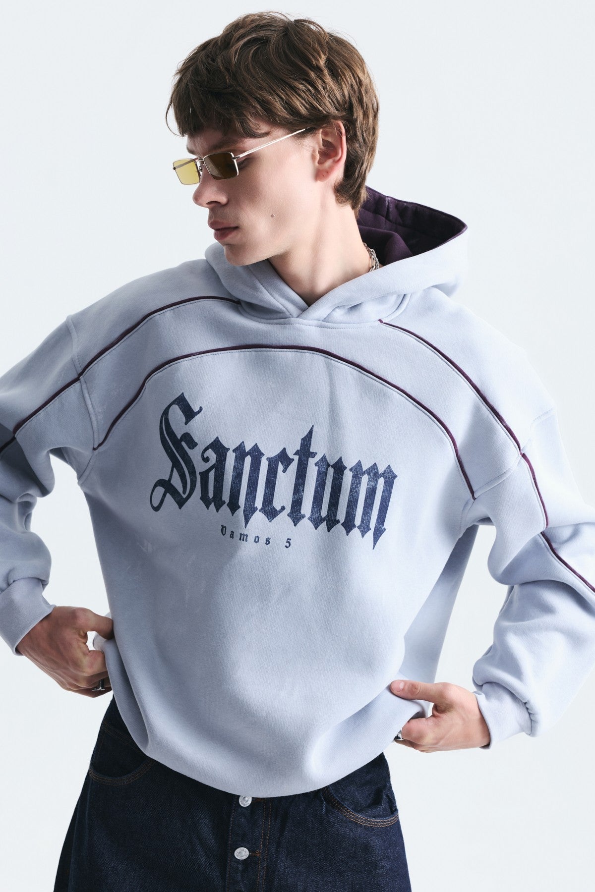 Boxy Fit Printed Hooded Sweatshirt