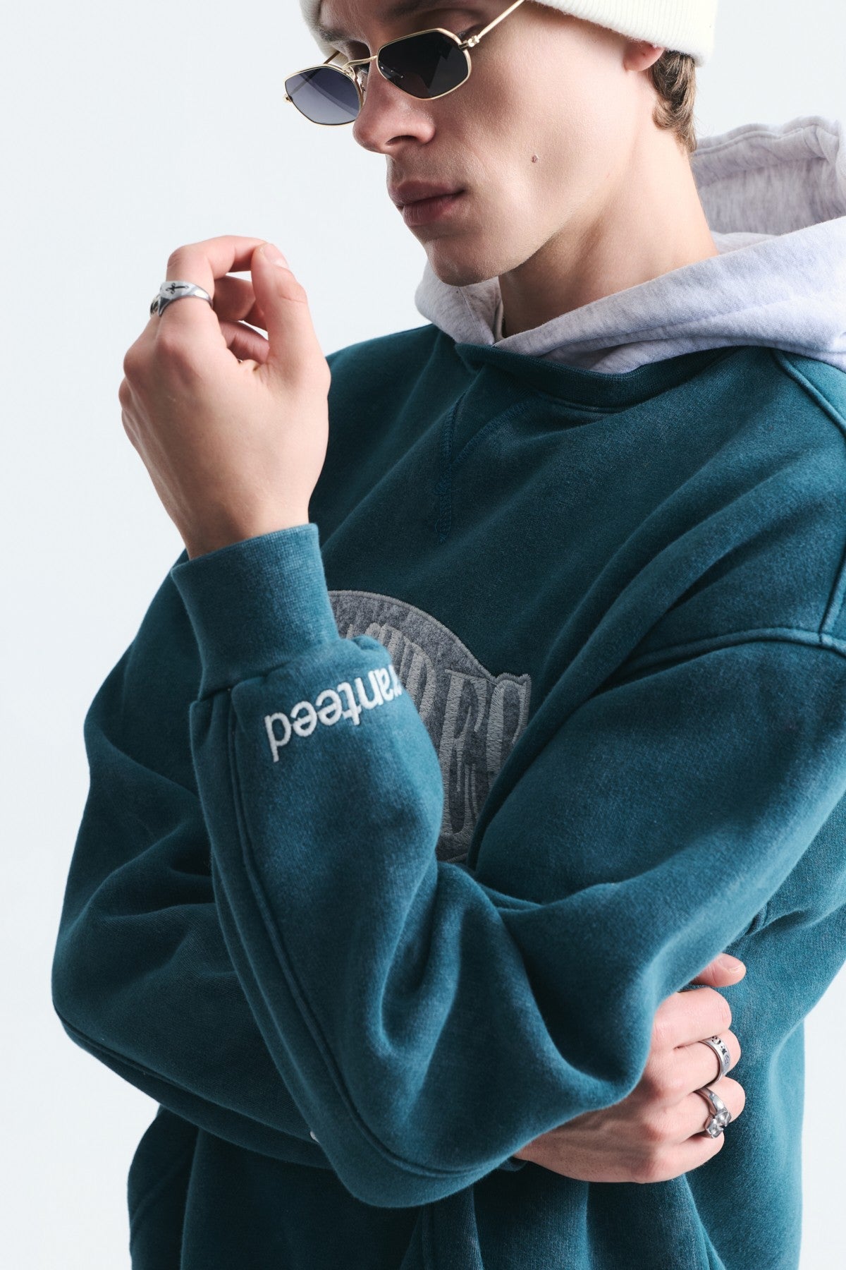 Oversized Printed Hooded Sweatshirt V70-266