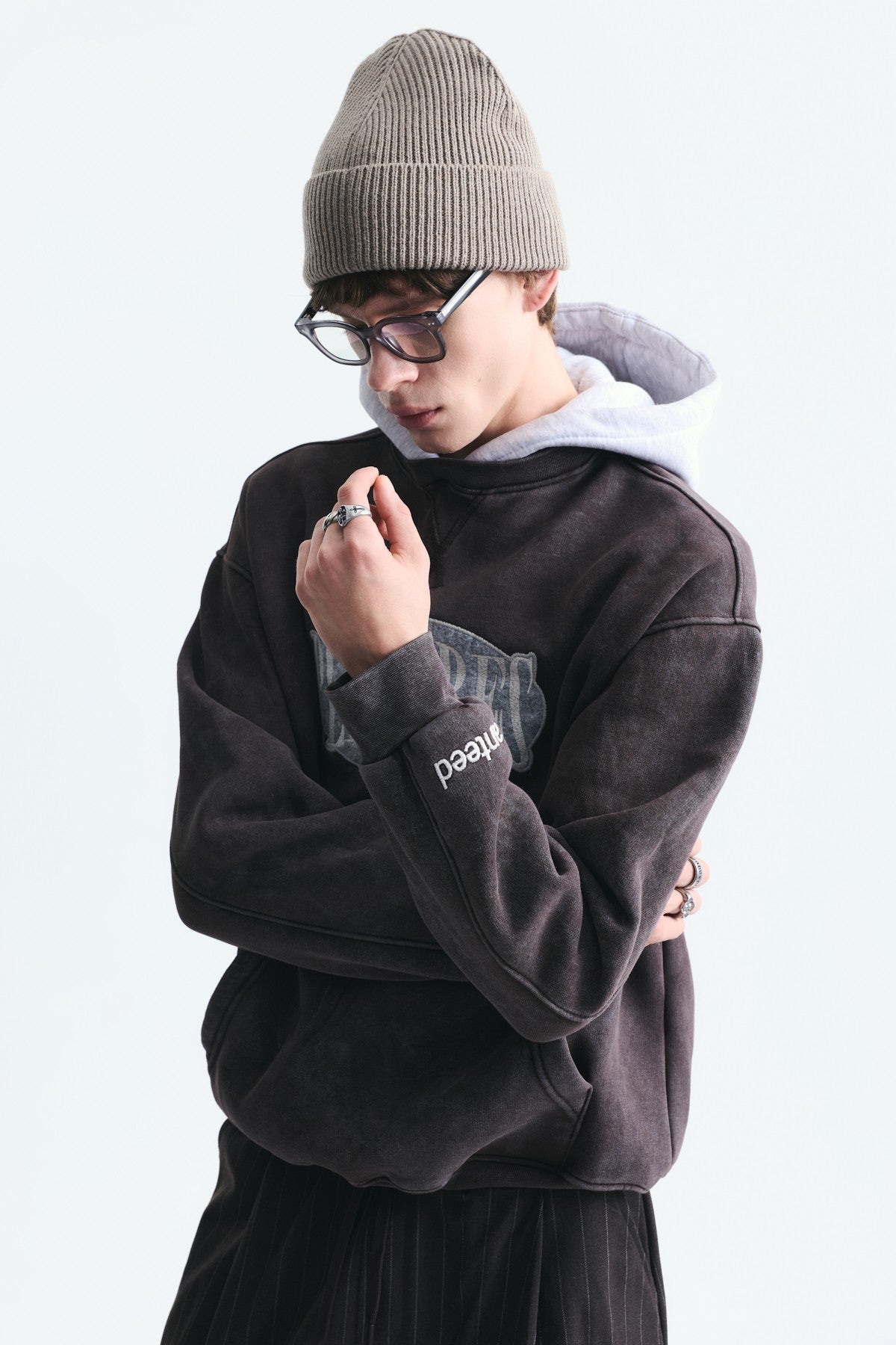 Oversized Printed Hooded Sweatshirt V70-266