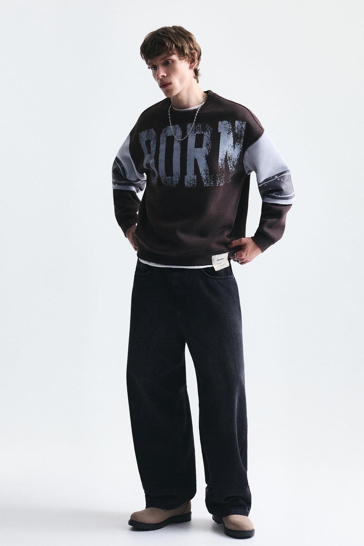 Oversized Double-Sleeve Sweatshirt