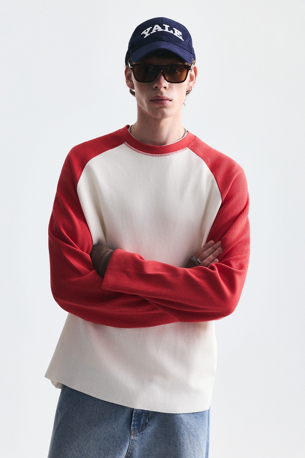 Color-Blocked Textured Sweatshirt