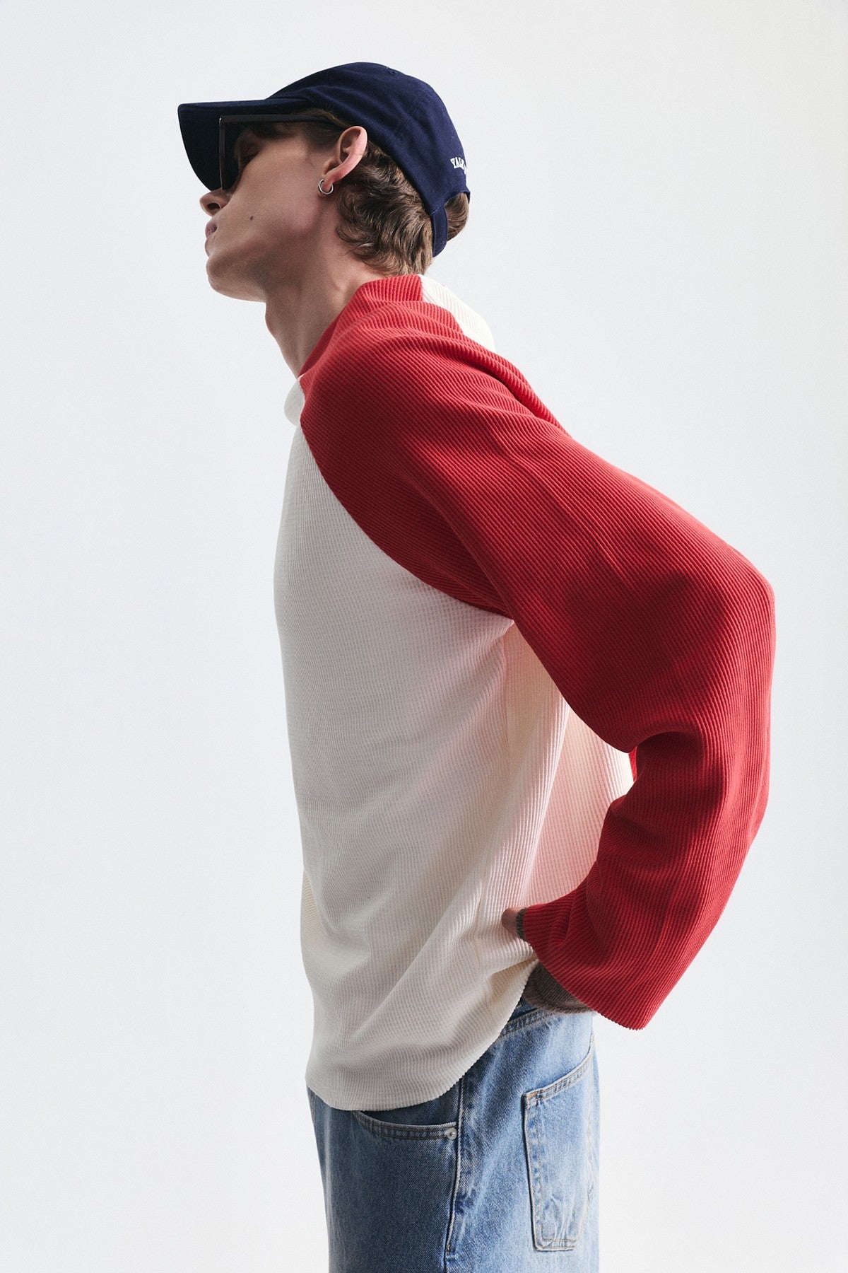Color-Blocked Textured Sweatshirt