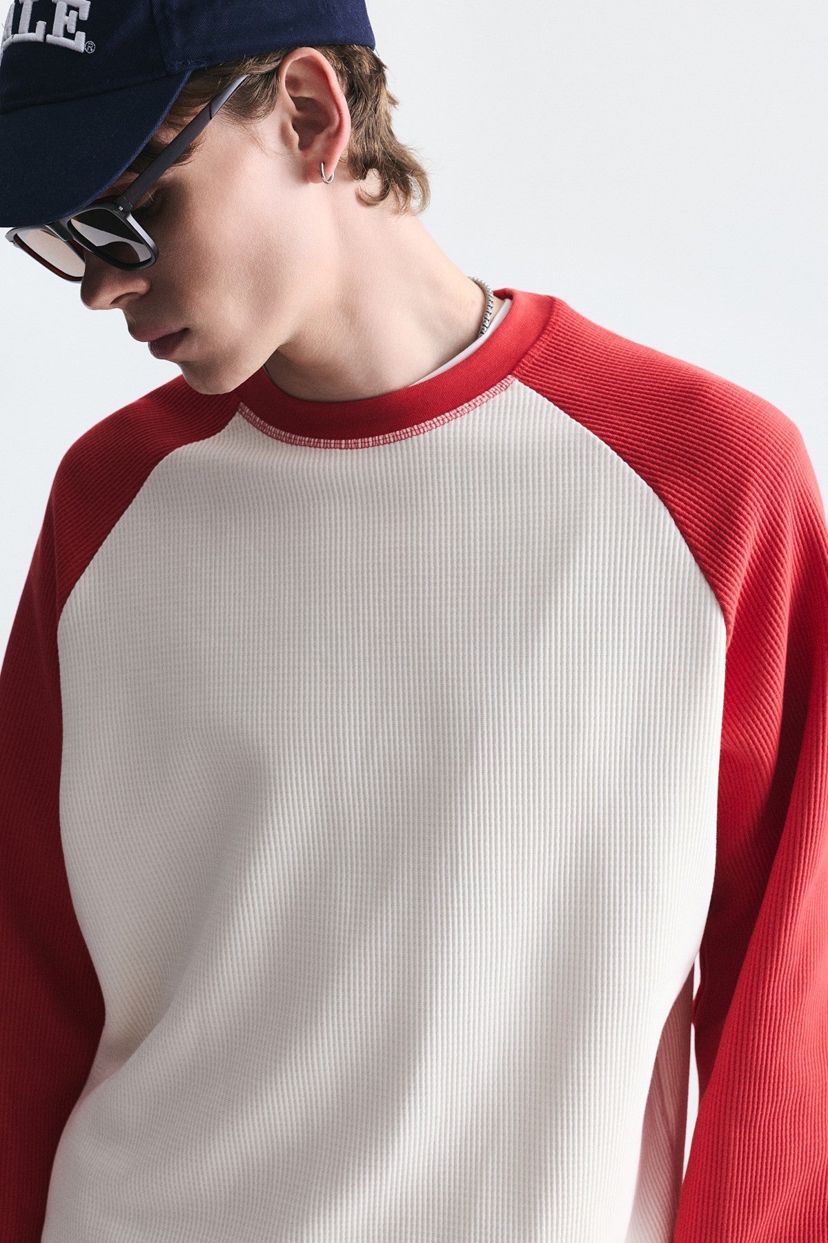 Color-Blocked Textured Sweatshirt