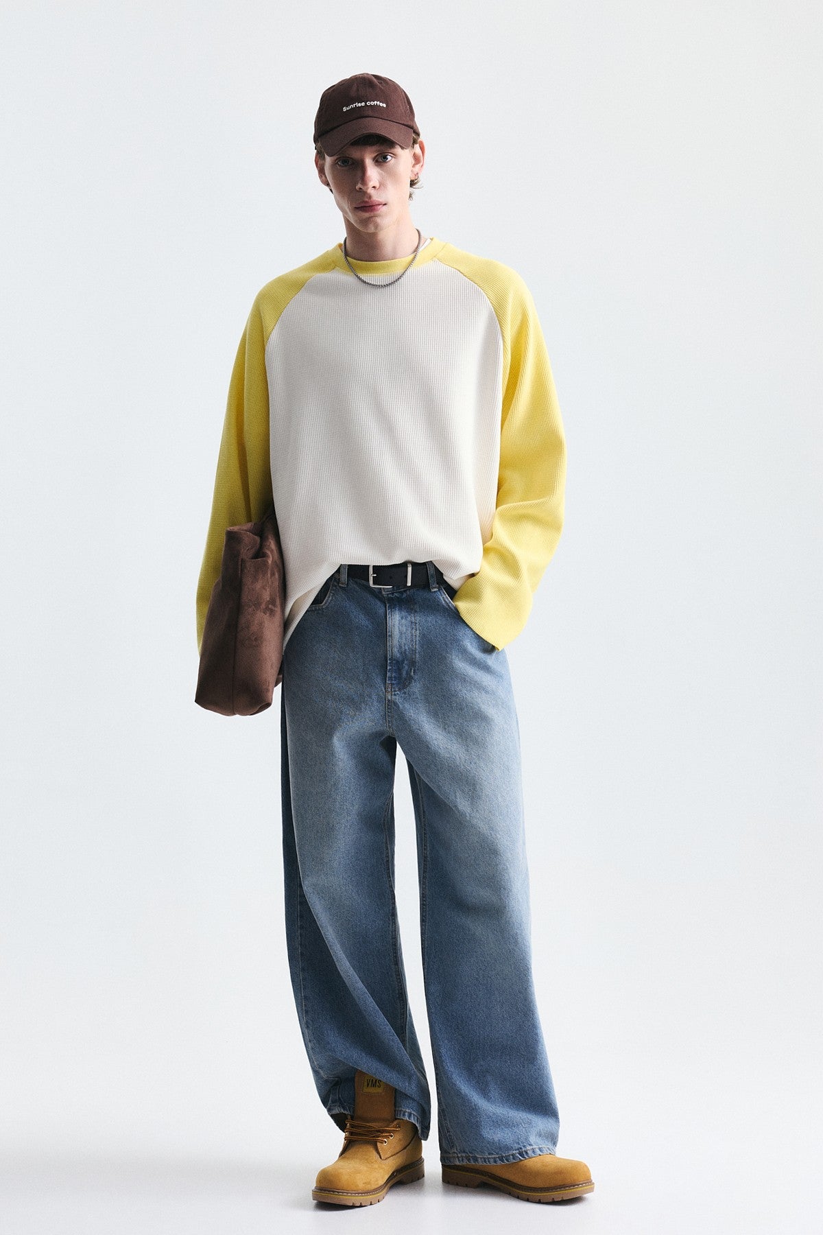 Color-Blocked Textured Sweatshirt