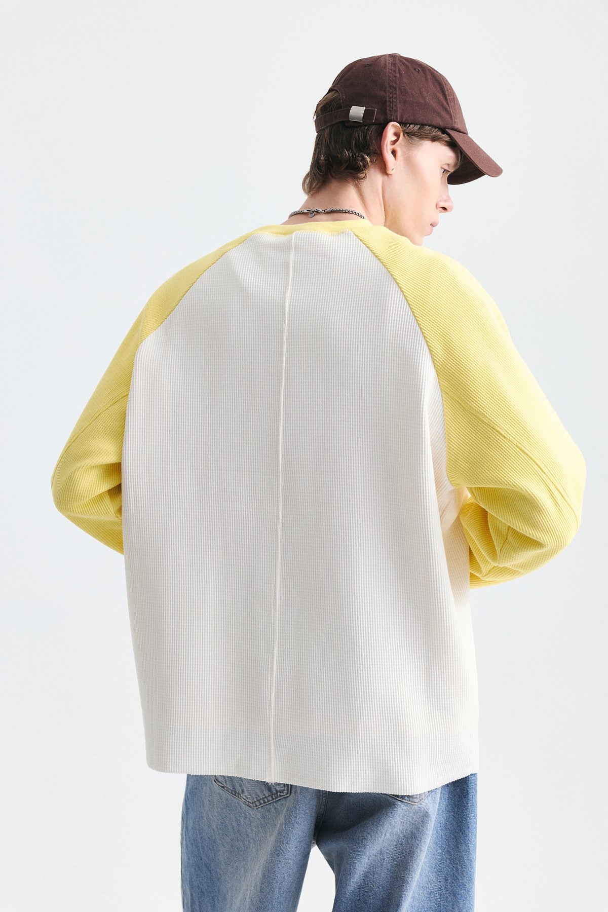 Color-Blocked Textured Sweatshirt