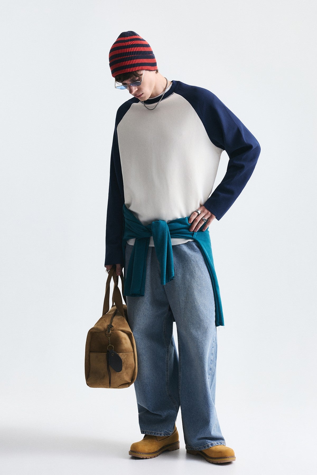 Color-Blocked Textured Sweatshirt