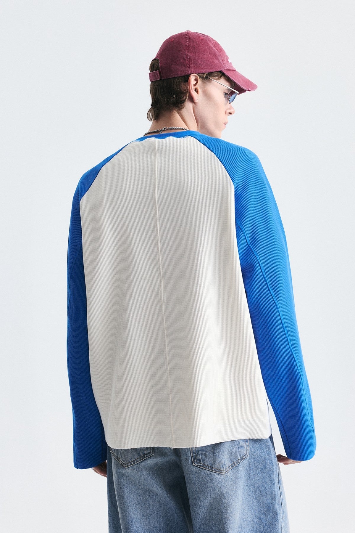 Color-Blocked Textured Sweatshirt