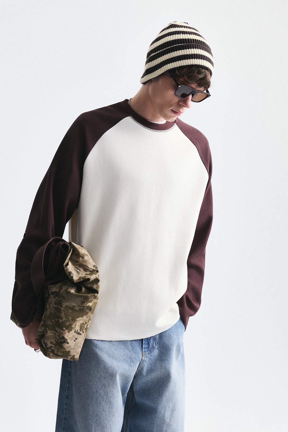 Color-Blocked Textured Sweatshirt