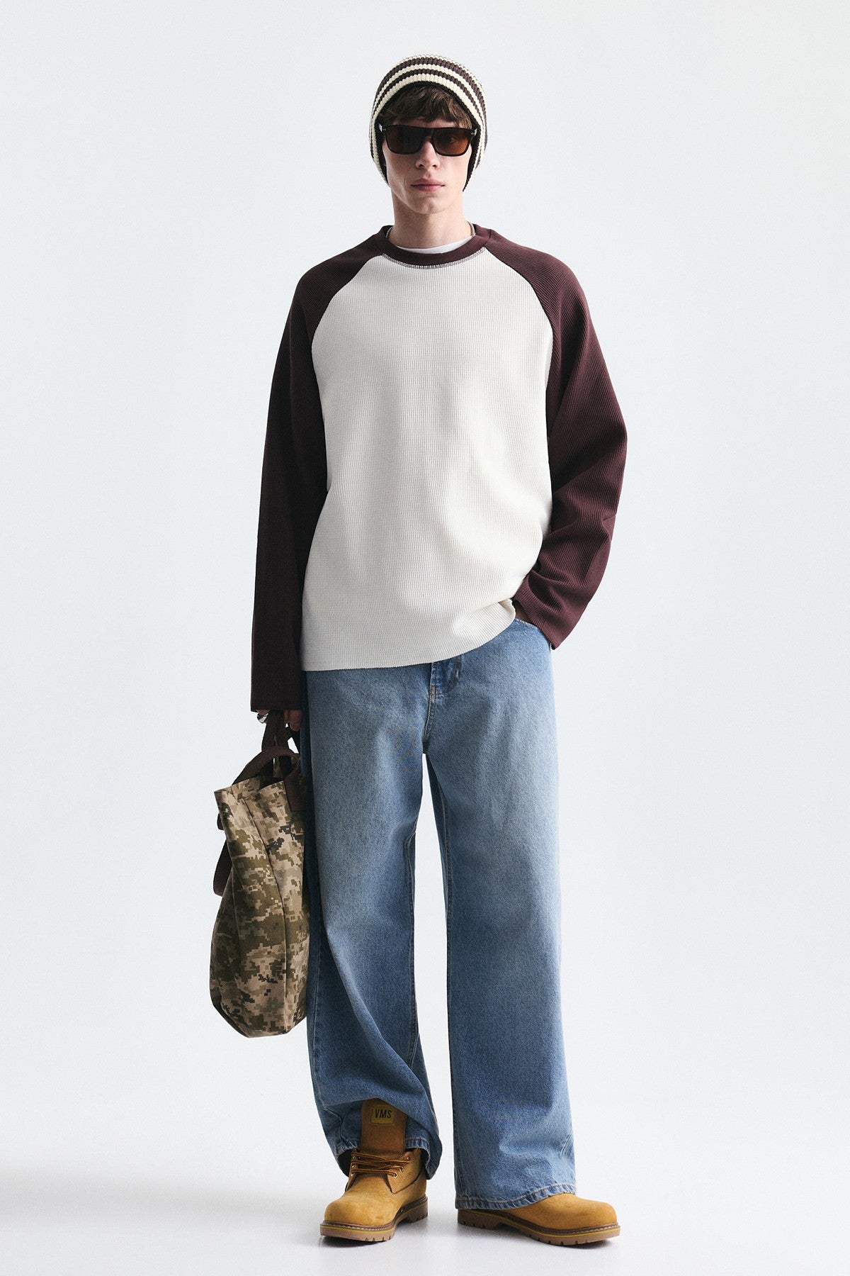 Color-Blocked Textured Sweatshirt