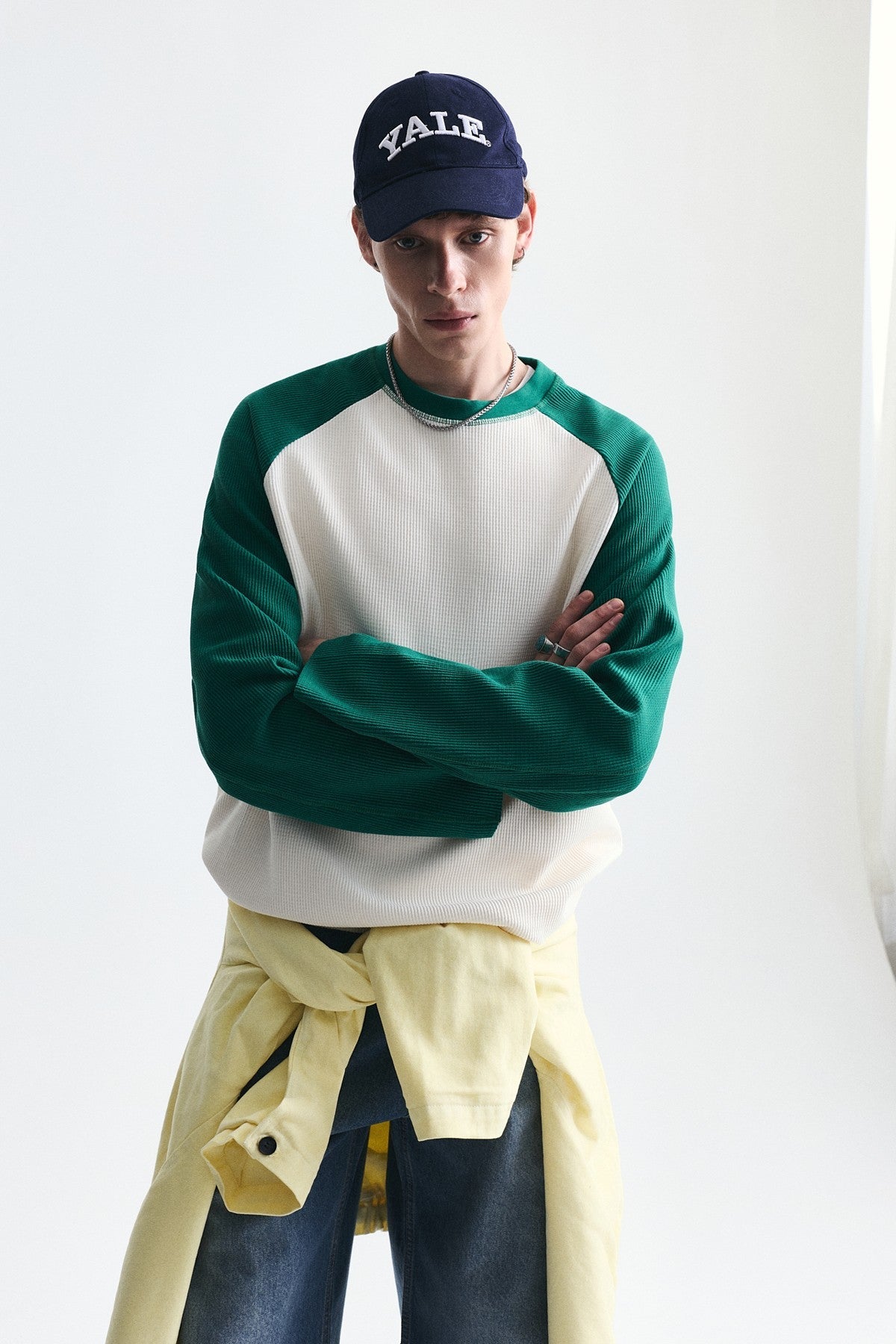 Color-Blocked Textured Sweatshirt