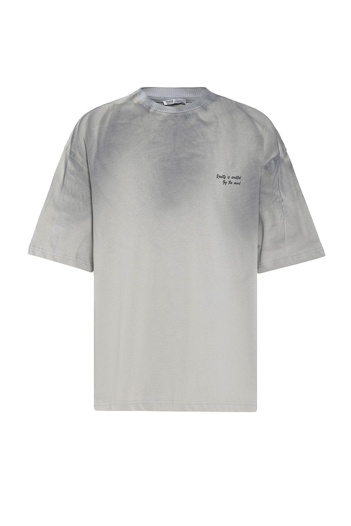 Oversized T-Shirt with Washed-Out Print and Detailed Design