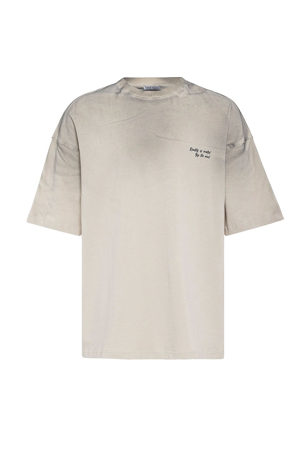 Oversized T-Shirt with Washed-Out Print and Detailed Design