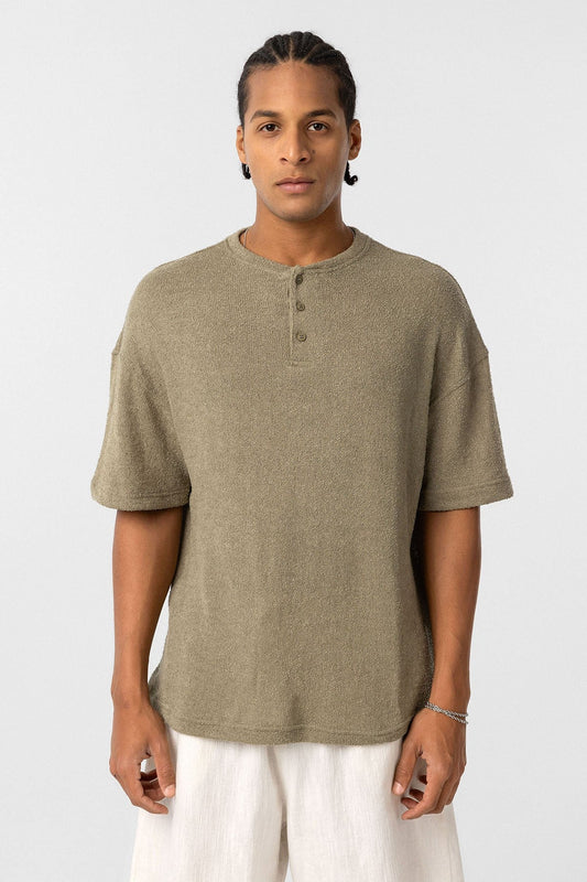 Basic Oversized Button-Down T-Shirt