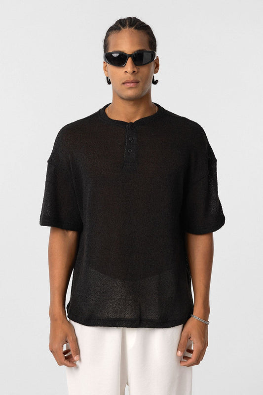 Basic Oversized Button-Down T-Shirt