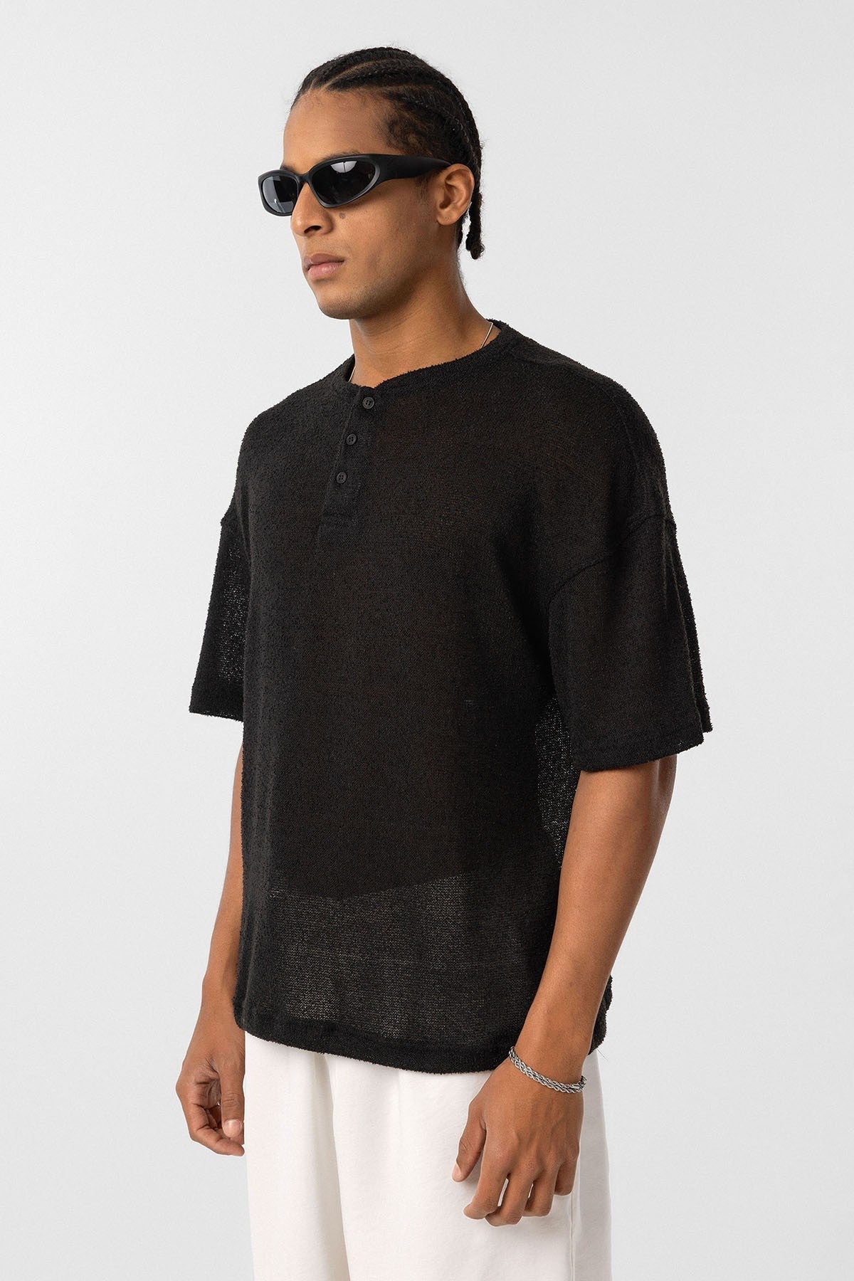 Basic Oversized Button-Down T-Shirt