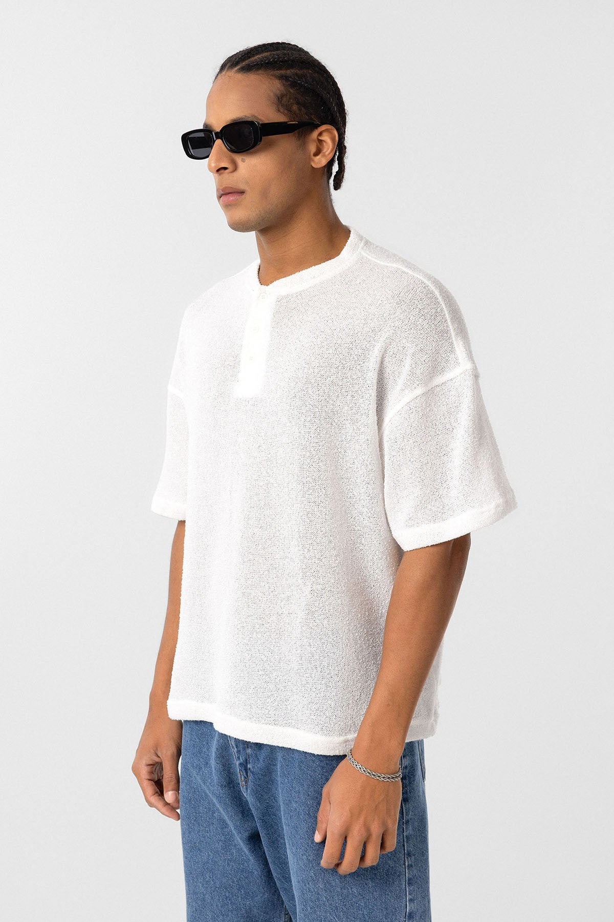 Basic Oversized Button-Down T-Shirt