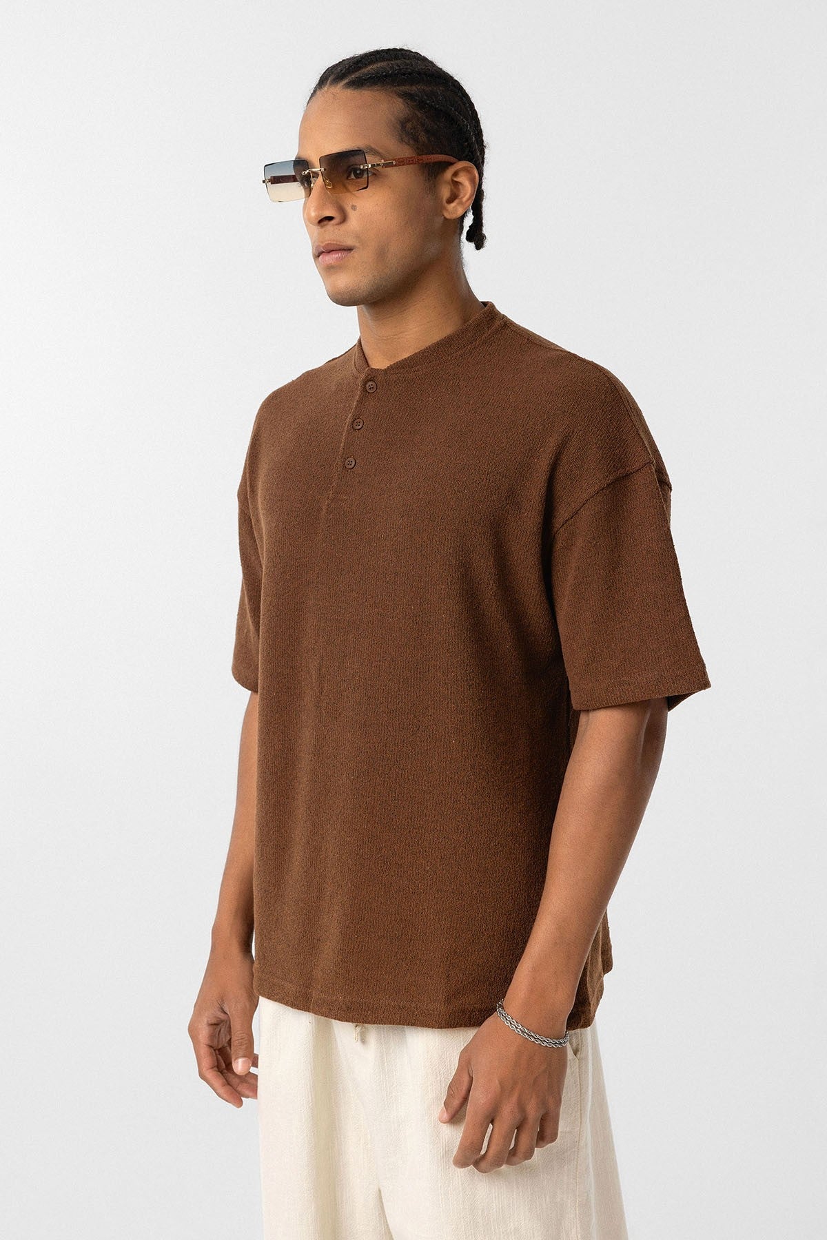 Basic Oversized Button-Down T-Shirt