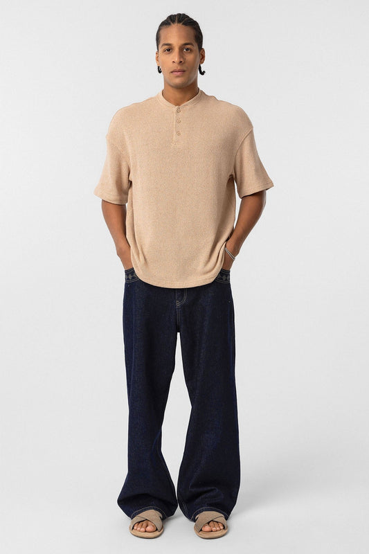 Basic Oversized Button-Down T-Shirt