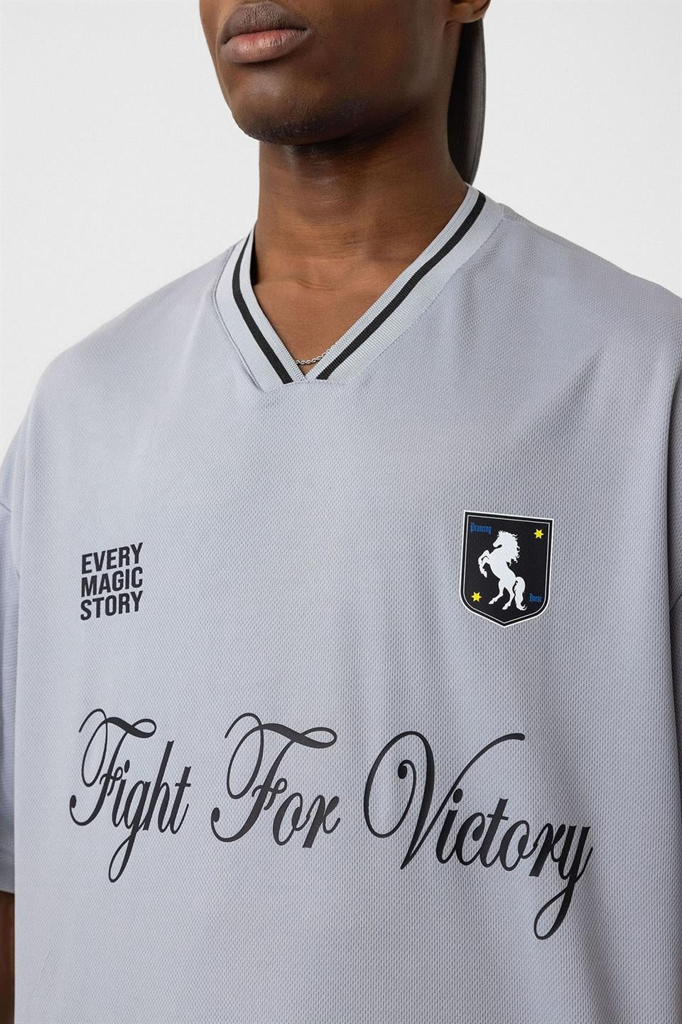 Oversized Printed Jersey T-Shirt, Gray