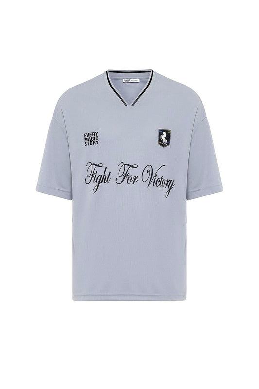 Oversized Printed Jersey T-Shirt, Gray