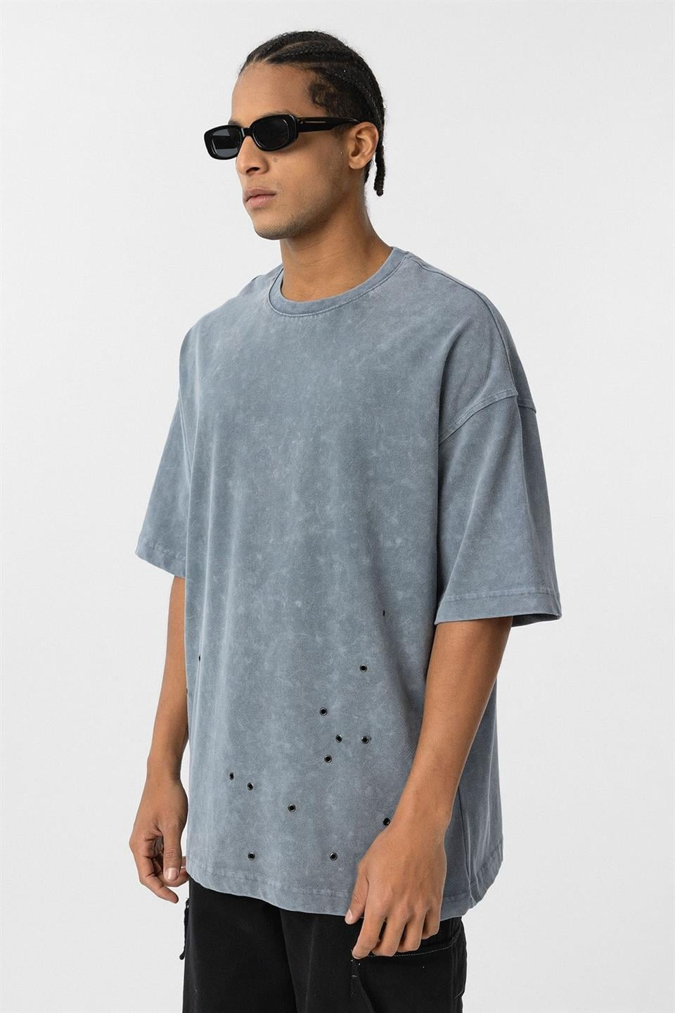 Oversized T-Shirt with Metal Accents and a Washed Look