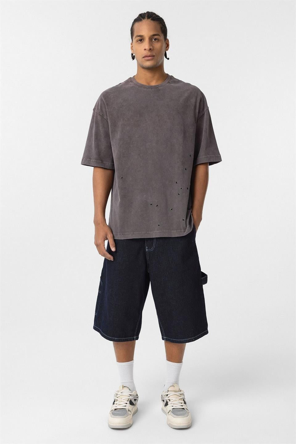 Oversized T-Shirt with Metal Accents and a Washed Look