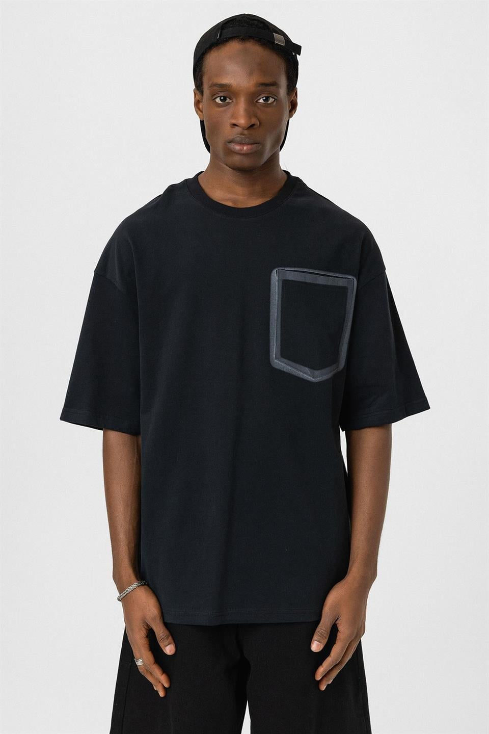 Oversized T-Shirt with Bike-Neck Pocket