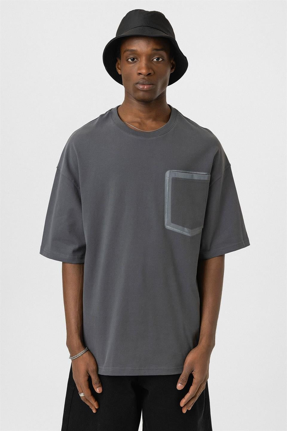 Oversized T-Shirt with Bike-Neck Pocket