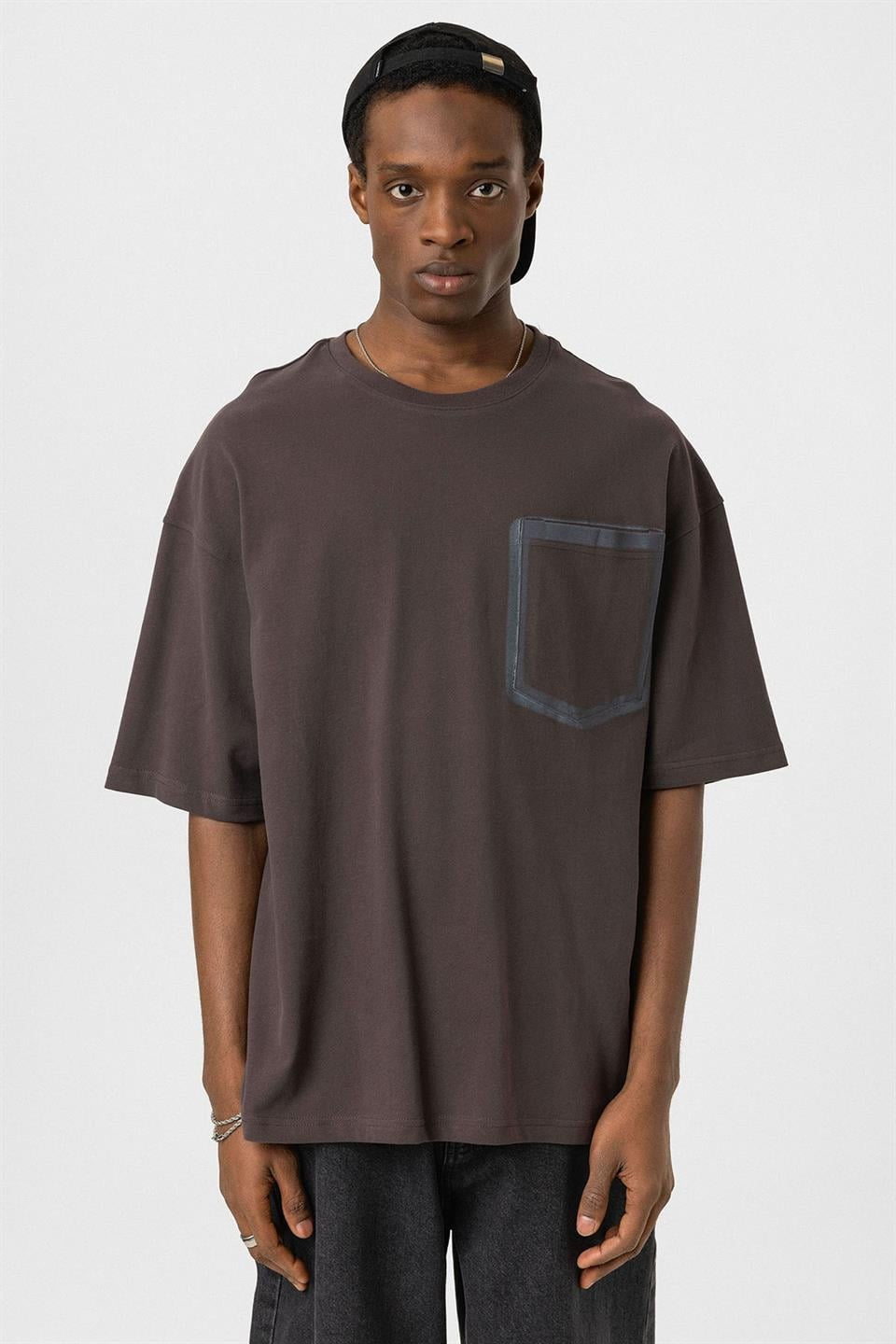 Oversized T-Shirt with Bike-Neck Pocket