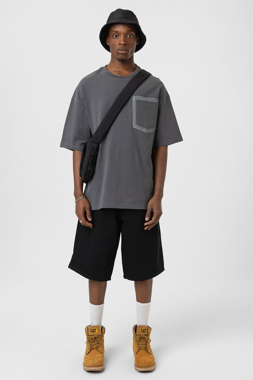 Oversized T-Shirt with Bike-Neck Pocket